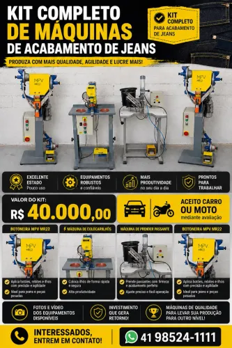 Kit máquinas de acabamento de jeans