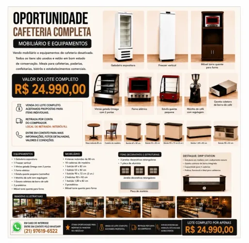Oportunidade única. Cafeteria completa!