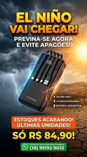 Falta de luz Power bank Emergência El Ninõ