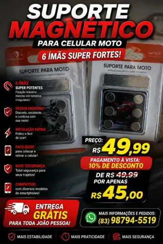 Suporte 6 imãs para moto celular