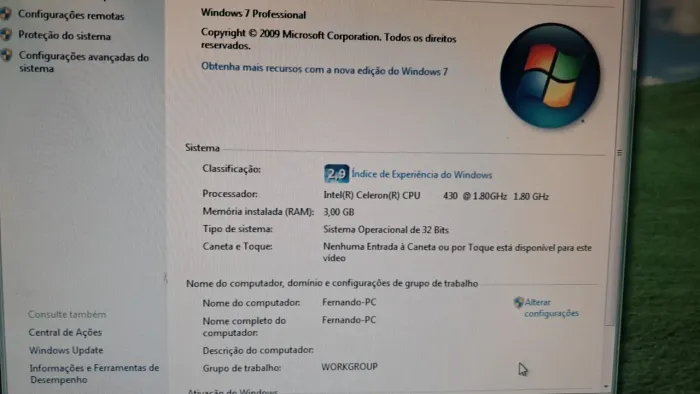 Computador + tela , intel celeron
