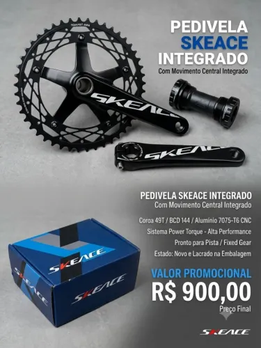 SKEACE Pedivela + Movimento Central Integrado Hollowtech 165mm 49T BCD 144