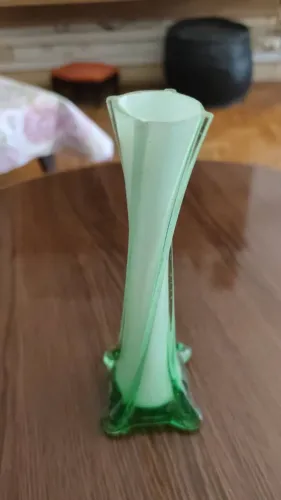 Castiçal de Vidro Artístico Vintage - Verde Esmeralda e Opalina