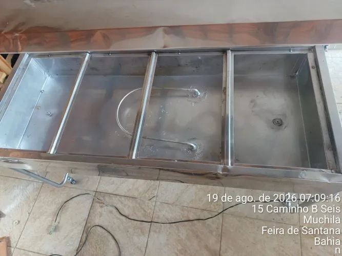 Mesa pista quente rechaud 10 cubas inox