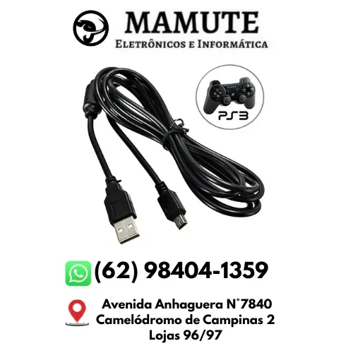 Cabo USB V3 Alimentação Carregador Controle Playstation 3 com Filtro