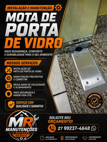 Troca ou instalação de mola de porta de vidro