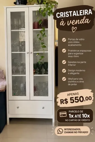 Cristaleira 2 Portas 1 Gaveta Ditália E-954 Branco