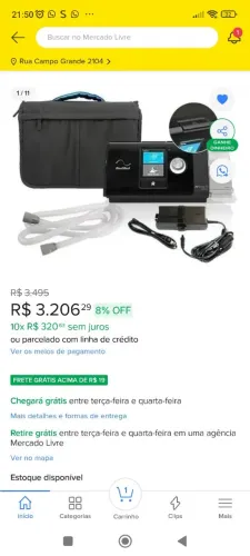 Aparelho para tratamento de ronco (apneia).