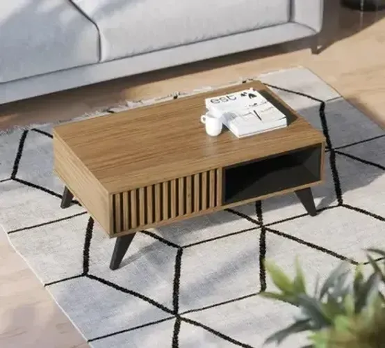 Mesa de Centro Jeri: Elegância Moderna em Freijó e Off-White para Sua Sala