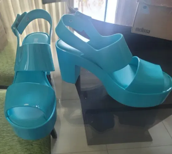 Sandália Melissa Mule III Azul 35 (Nova) Salto 9 cm