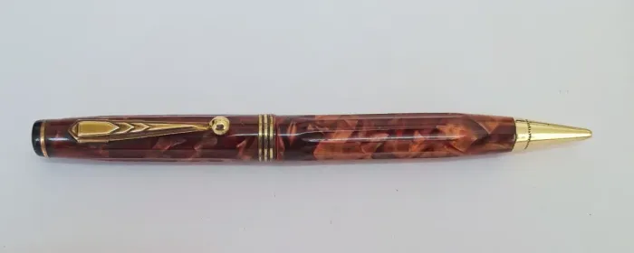 Lapiseira Parker Parkette Deluxe 44 - Marrom Marmorizado e Ouro (Anos 30)
