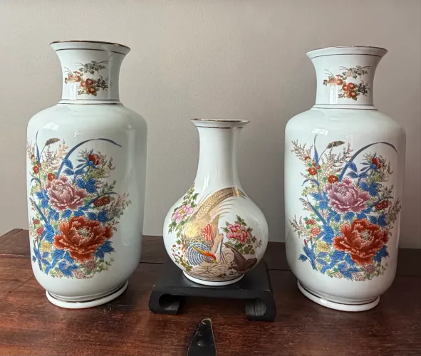 Lote Trio De Vasos Em Porcelana Fina Lee's - Década de 70/80 - Impecável