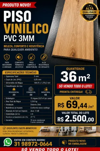 Piso Vinílico PVC 3mm - Lacrado