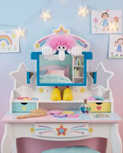 Espelho para maquiagem infantil Penteadeira Menina Decoração *NOVO