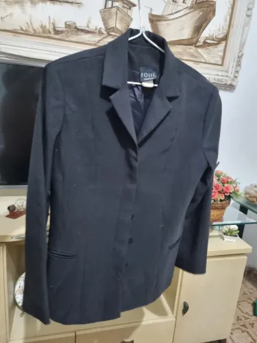 Blazer Feminino Folic Preto Tam. M (mesmo ajuste do 6) - Social Elegante