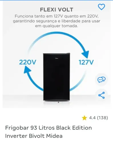 Frigobar Midea 93L Novo na caixa - Modelo MDRD142FGD303