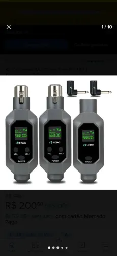 XIr Conversor Microfone Sem Fio Uhf 2 Transmissor 1 Receptor