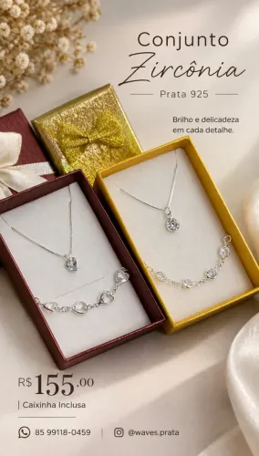 Conjunto Zircônia Prata 925