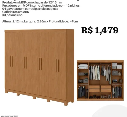 Guarda Roupa Casal 8 portas - Promoção 