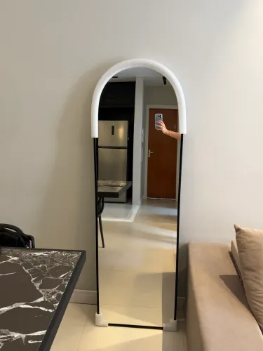 Espelho Grande Oval 160x50cm Preto Com Moldura