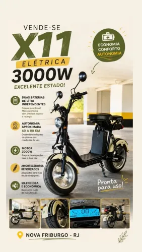Scooter Elétrico X11 3000W - 2 Baterias de Lítio