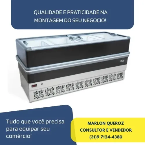 Ilha De Congelados Vidro Reto 2M Polar Nova
