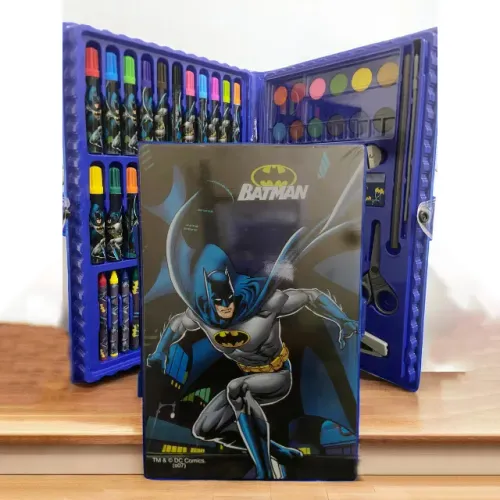 Maleta Escolar Batman 66 Peças - Estojo Plástico Completo