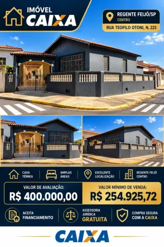 Casa para venda possui 209 metros quadrados com 3 quartos em Centro - Regente Feijó - SP