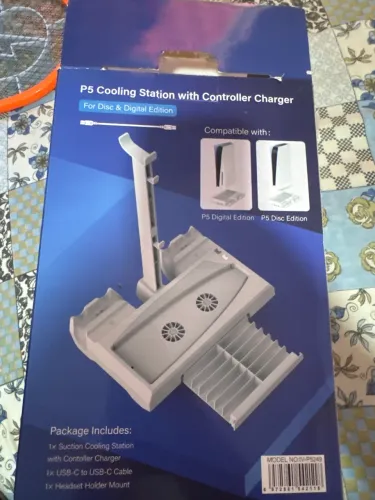 Suporte ps5 com base para controle e porta dvd