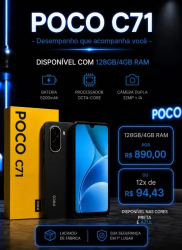 Celular Xiaomi POCO C85 8GB de RAM / 256GB / Tela 6.9" / Dual Sim LTE