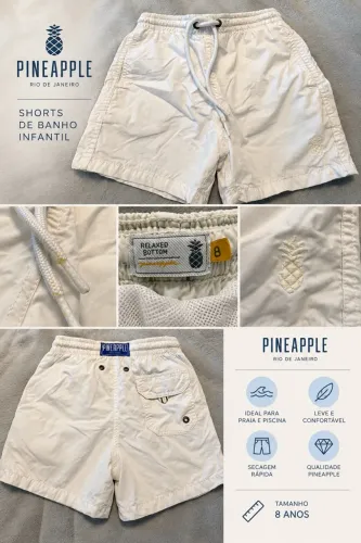 Short de Banho Infantil Pineapple - 8 anos