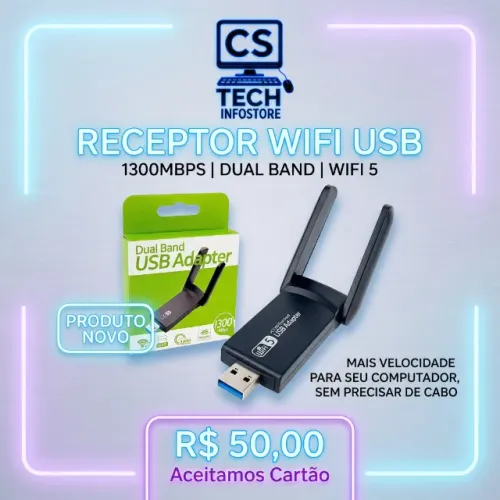Adaptador Receptor Wifi Usb 1300 Mbps 5ghz - Dual Band