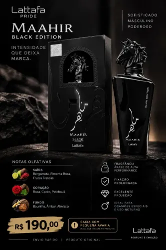 Perfume árabe Maahir Black Edition