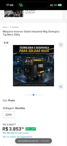 Máquina Inversor Solda Industrial Mig Sinérgico Tig Mma 250a