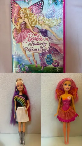 Lote Combo Barbies Segredo das Fadas e Barbie Cabelo Arco-íris 