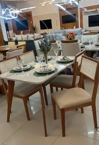 Conjunto de Mesa 1.30 Madeira Maciça Cadeira com Telinha