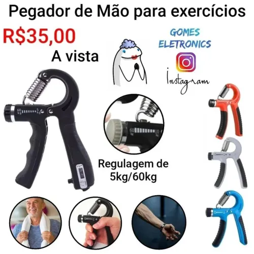 Hand Grip com mola e Ajuste 5kg A 60kg Fisioterapia Treino Força (Loja Fisica)<br>