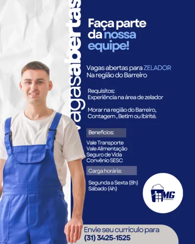 Vaga para Zelador Barreiro/Belo Horizonte