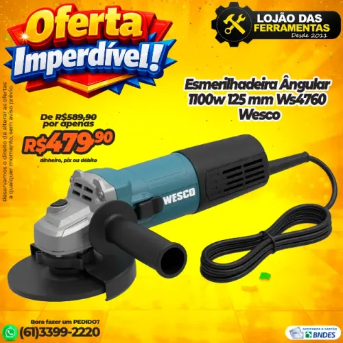 Esmerilhadeira Ângular 1100w Ws4760 Wesco