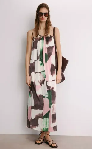 vestido longo zara estampado pp novo com etiqueta nunca usado