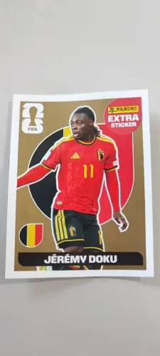 Figurinha Panini Extra Sticker Ouro 2026 - Jérémy Doku (Rara)