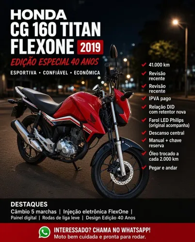 Honda CG Titan Flexone/ed.especial 40 Anos - abaixo da FIPE -