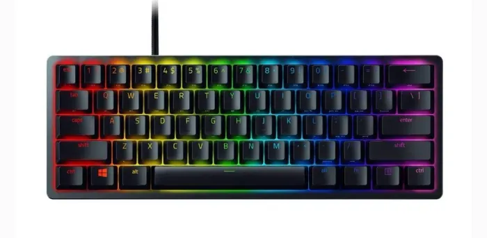 Teclado Mecânico Gamer Razer Huntsman Mini-Click Optical Switch Purple, Preto<br>