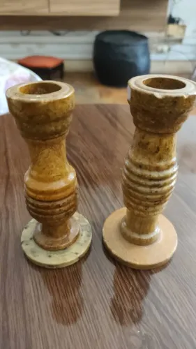 Castiçal de Mármore Maciço Torneado - Decoração Elegante e Luxuosa