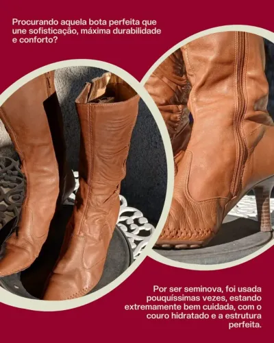 Vendo bota Cano Médio Seminova de Couro Legitimo