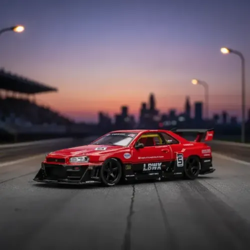 Mini Gt Nissan Lb-er34 Super Silhouette Skyline Red/black escala 1/64