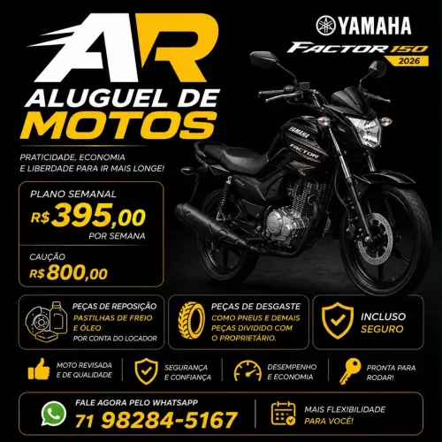 Aluguel de moto semanal 395,00