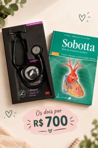 Estetoscópio Littmann Classic III - Preto e Atlas de Anatomia Humana SOBOTTA