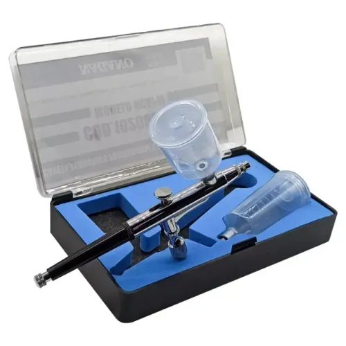 Caneta Aerógrafo Profissional 0.3mm Metálico 2 Cubas - E034520