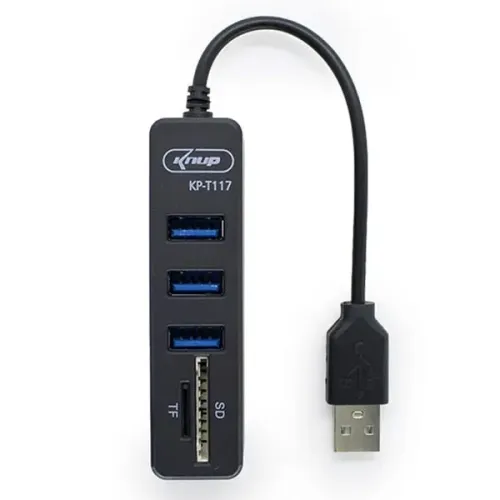 Hub Usb 2.0 3 Portas C/ Leitor de Cartão - Kp-t117 *ENTREGA GRÁTIS*